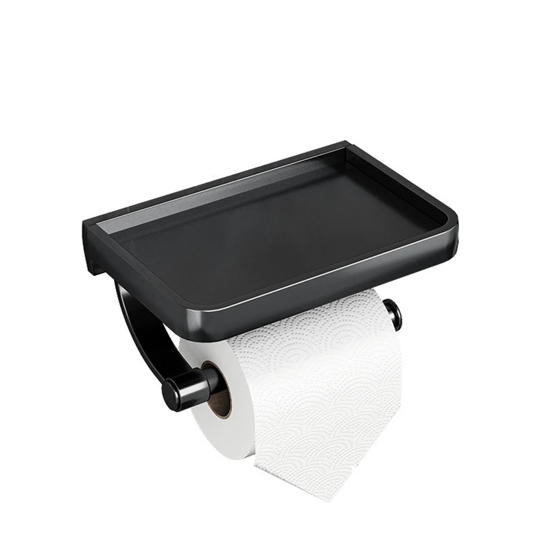 1 Stück Selbstklebender Toilettenpapierhalter Aus Aluminium Ohne Lochung, Badezimmer-Telefon, Badezimmer-Zubehör-Set