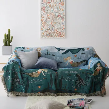 

Nordic mermaid blanket sofa plane travel blankets tapestry carpet sofa towel Knitted single double sofa cover table cloth