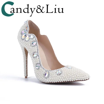 

new fashion fashion high heel pearl pointed single Shoes Sexy Wedding Banquet adult night club women's shoes
