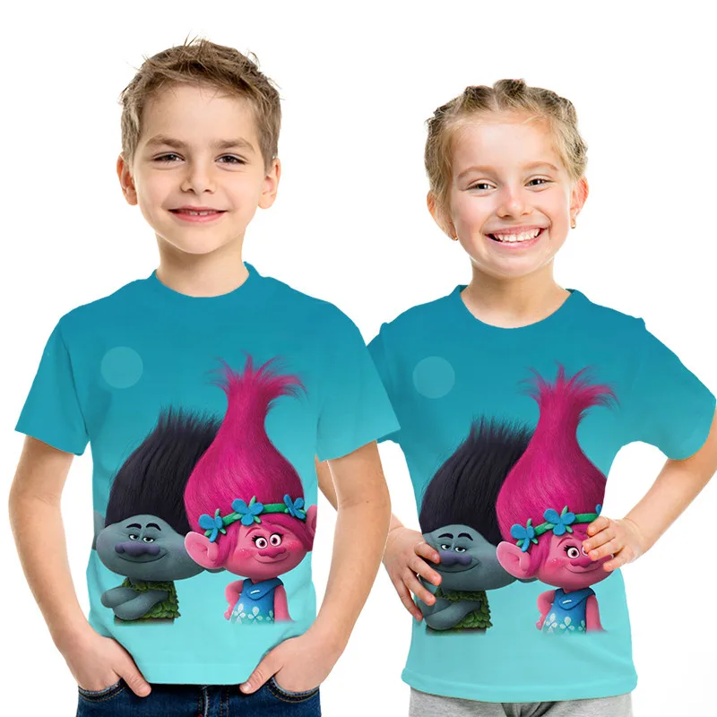 Новая детская забавная футболка с рисунком троллей и ветки детская одежда летняя Уличная Повседневная футболка для мальчиков и девочек