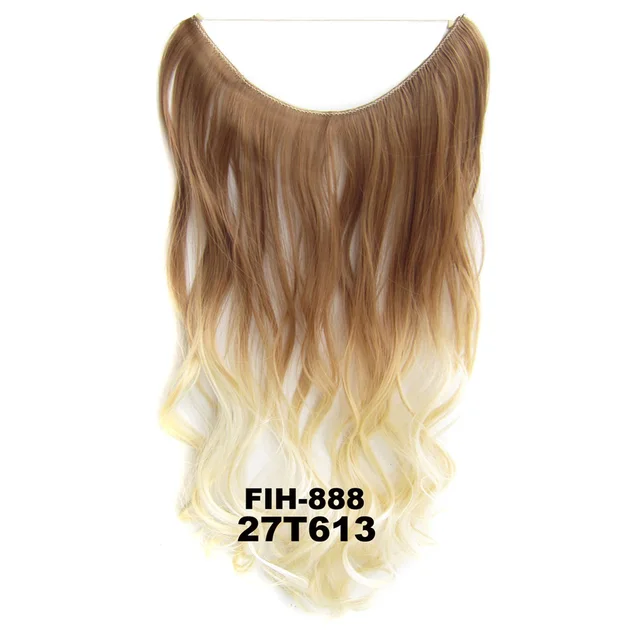 24inch 50grams 100grams Synthetic Hair Extension Gradual Color Brown Gray Blonde String Halo Hairpieces Extensions 50g-27T613-wavy