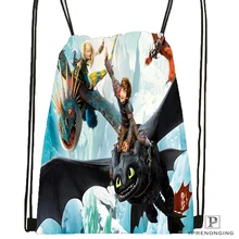 На заказ Как приручить дракона походная сумка на шнурке милый рюкзак для детей(черная спинка) 31x40 см#180531-01-45