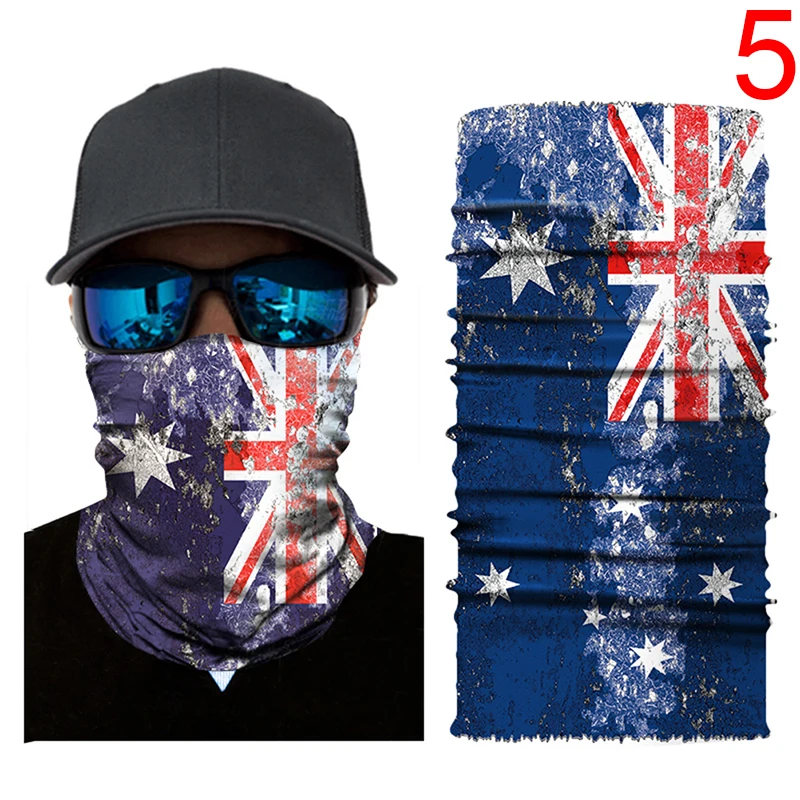 Cycling Mask Neck Face Mask Scarf Warmer Cover 3D Digital Flag Mask Dollar US/UK Country Flag Seamless Headband Bandana Scarves