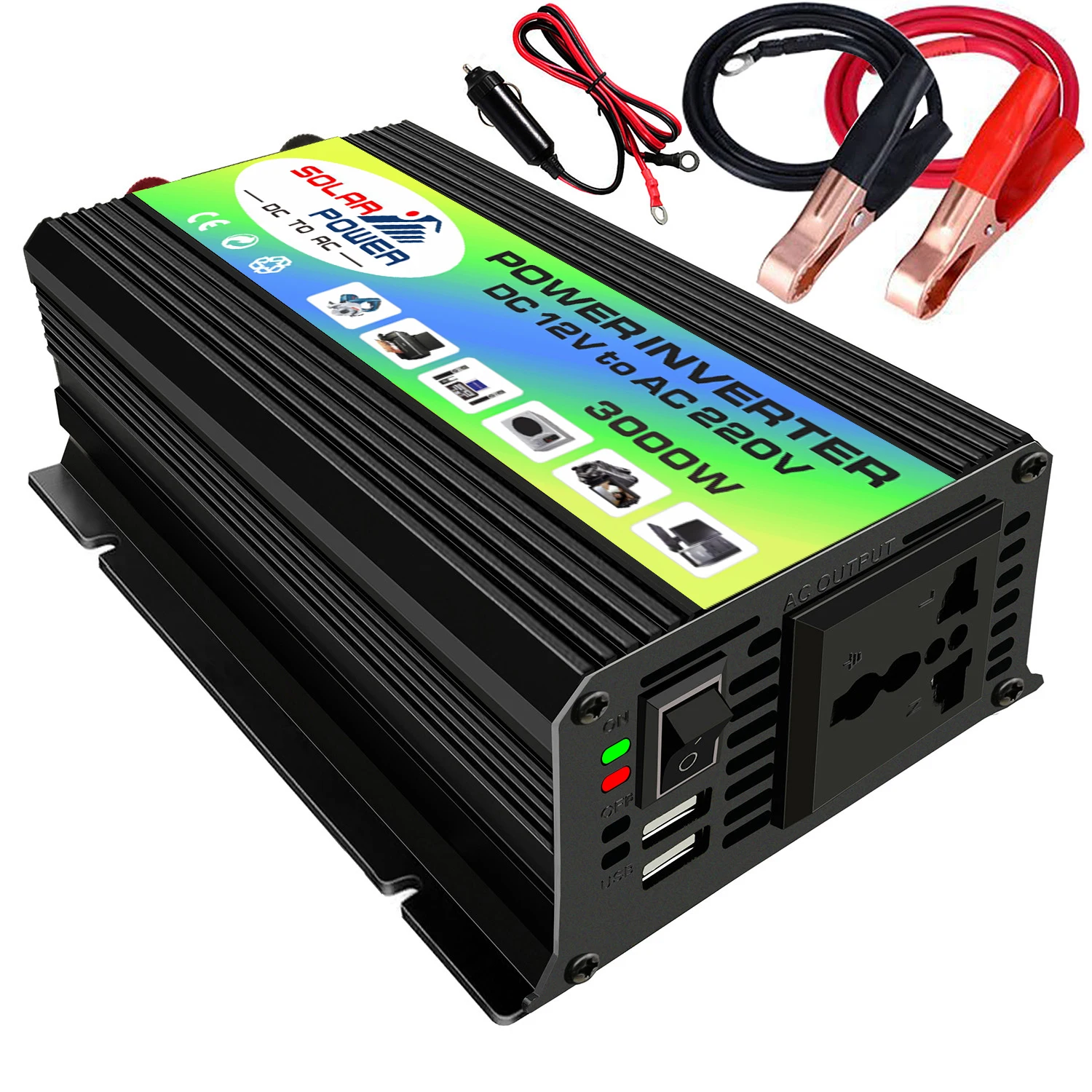 3000W фары для автомобилей Мощность инвертор DC12V AC220V/110V преобразователь солнечной