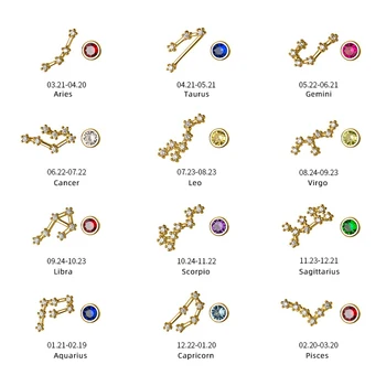 

Modian Fashion Romantic 925 Sterling Silver Twinkling Zircon Twelve Constellations Luxury Stud Earring for Women Fine Jewelry