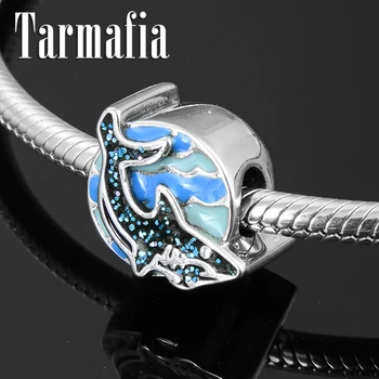

Hot 925 Sterling Silver King of the ocean Shark Charms Enamel Beads Fit Original Pandora Bracelet Wholesale Fine Jewelry making