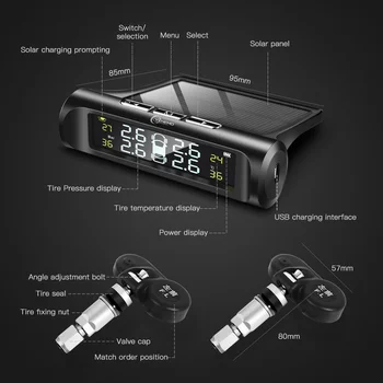 

Solar ENERGY TPMS Tire pressure alarm monitoring System Automobile safety alarm system Tire pressure temperature alarm