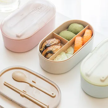 

Leakproof Microwave Lunch Box Travel Hiking Office High Capacity Food Container Portable Keep Fresh Double Layer Kids Bento Box