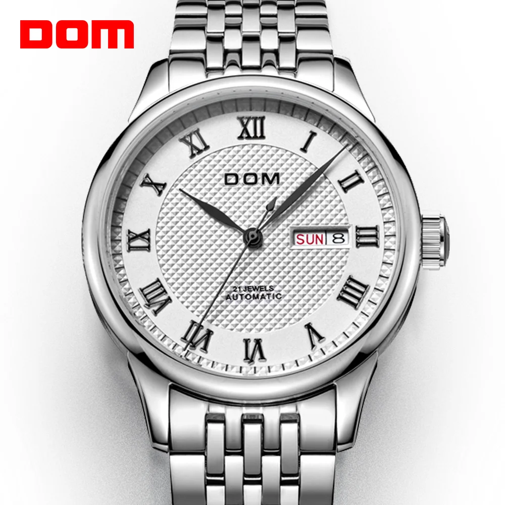 Original Brand Watches Men DOM M-59 Automatic Self-wind Stainless Steel Waterproof Business Men Wrist Watch Timepieces