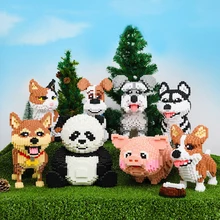 

DIY Animal World Assembled Diamond Building Blocks Kitten Puppy Pig Panda Model Mini Building Blocks Children's Toy Without Box