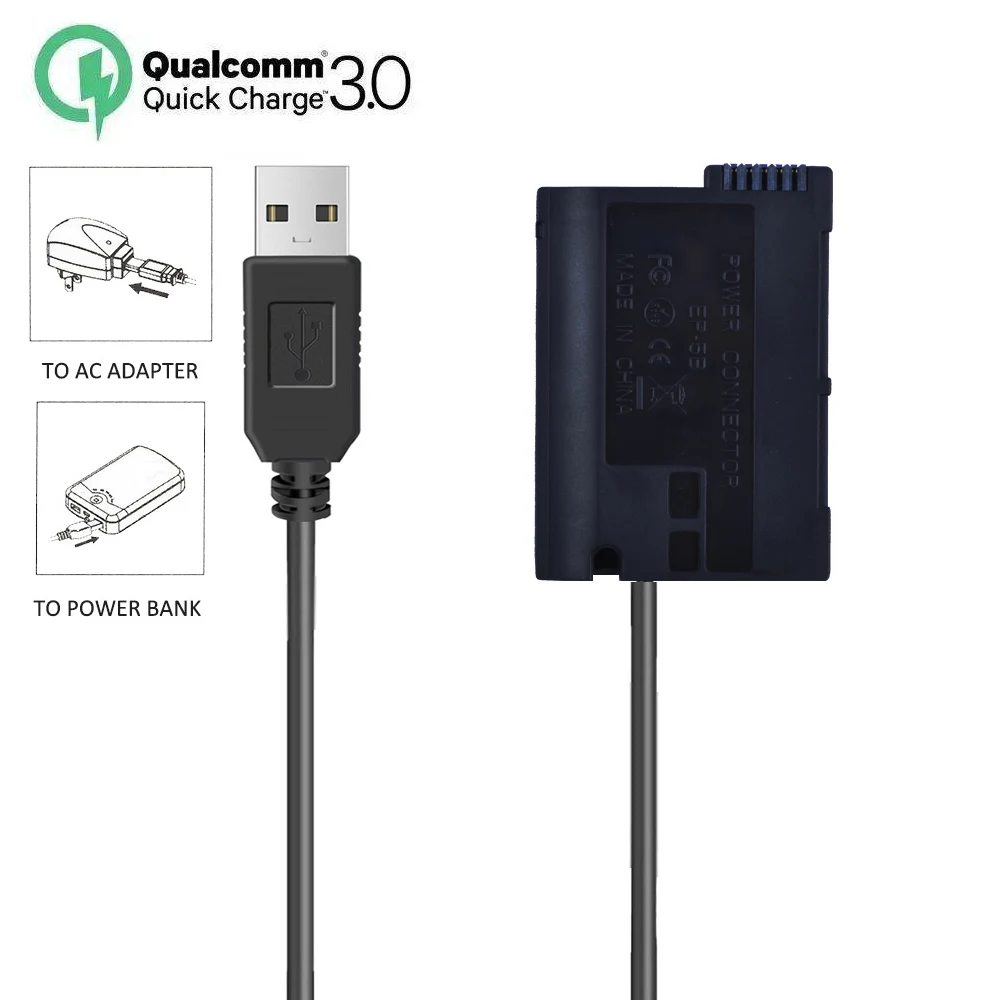 EN EL15 EN EL15b Dummy Battery Charger Power Bank USB Cable For Nikon 1