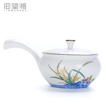 

Ceramic Kung Fu tea ceremony maker set side pot Japanese style blue fragrant teapot white porcelain small teapot teaware