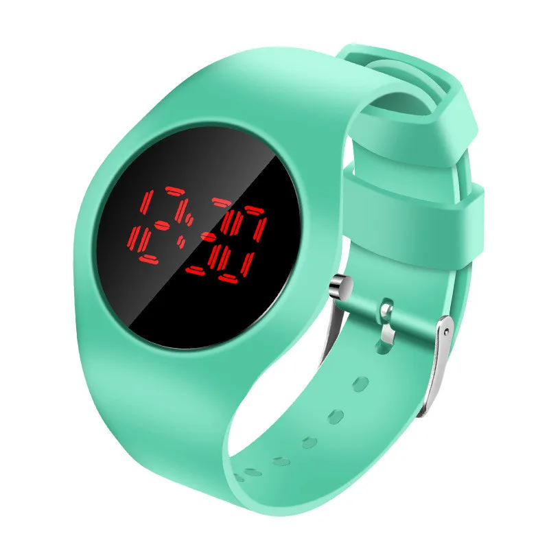 2021 New Round Touch Bracelet Watch Student Led Electronic Watch Fashion Children's Silicone Swimming Waterproof Watch Kids Gift