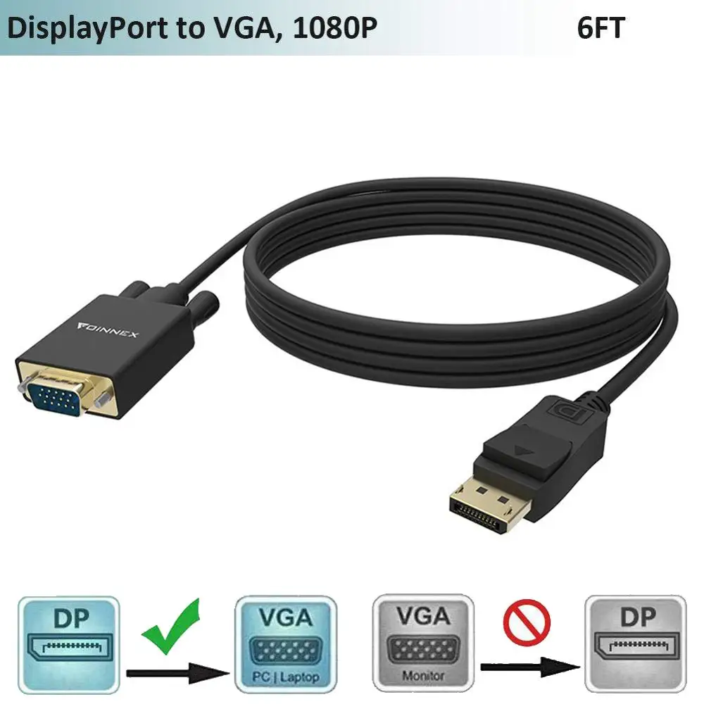 FOINNEX DP untuk VGA Kabel DisplayPort 