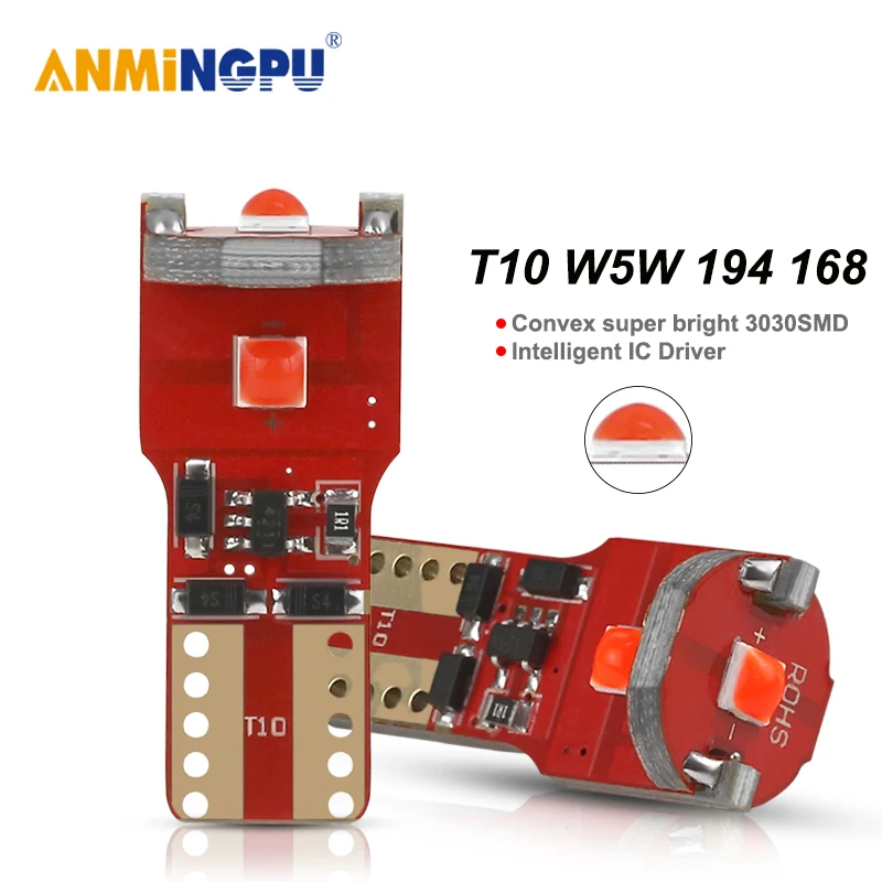 ANMINGPU 2X сигнальная лампа T10 Led 3030SMD W5W светодиодные лампы Canbus для чтения подсветка