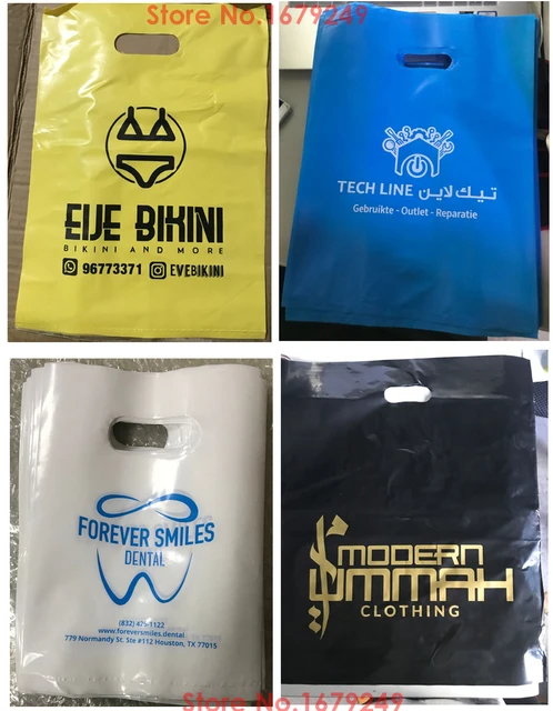 200pcs double side print bag customized plastic shopping bags with your  company logo printed,print Gift Bag,plastic cloting bags - AliExpress