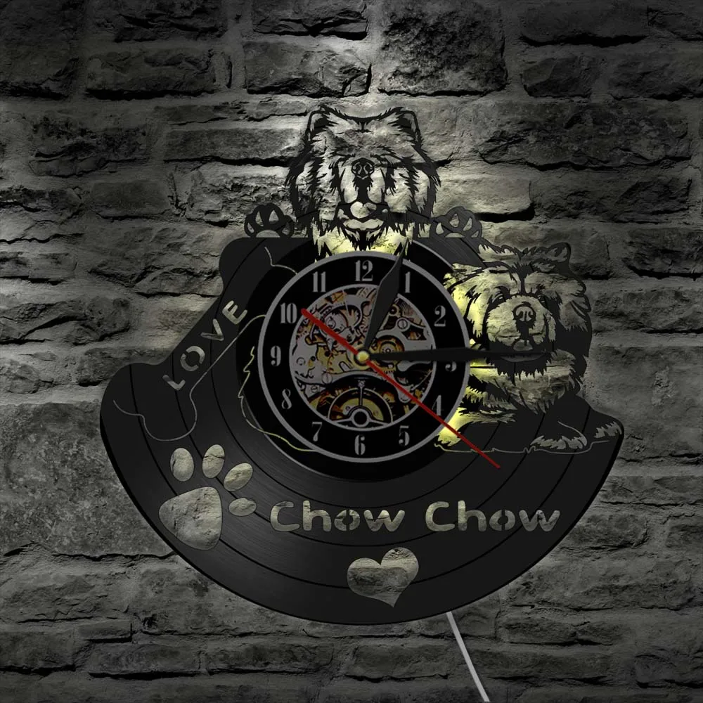 Chow Fall in Love современные бесшумные настенные часы с виниловой пластинкой Songshi Quan chowdrin LP часы с записью собаки, подарки для собаки