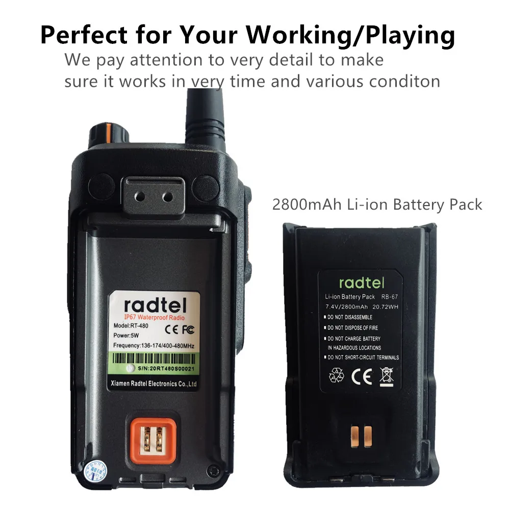 Radtel Rt 480 5 Watt 256ch Ip68 Long Range Waterproof Ham Radio Dual Band Walkie Talkie Two Way Radio For Hiking Camping Aliexpress Cellphones Telecommunications
