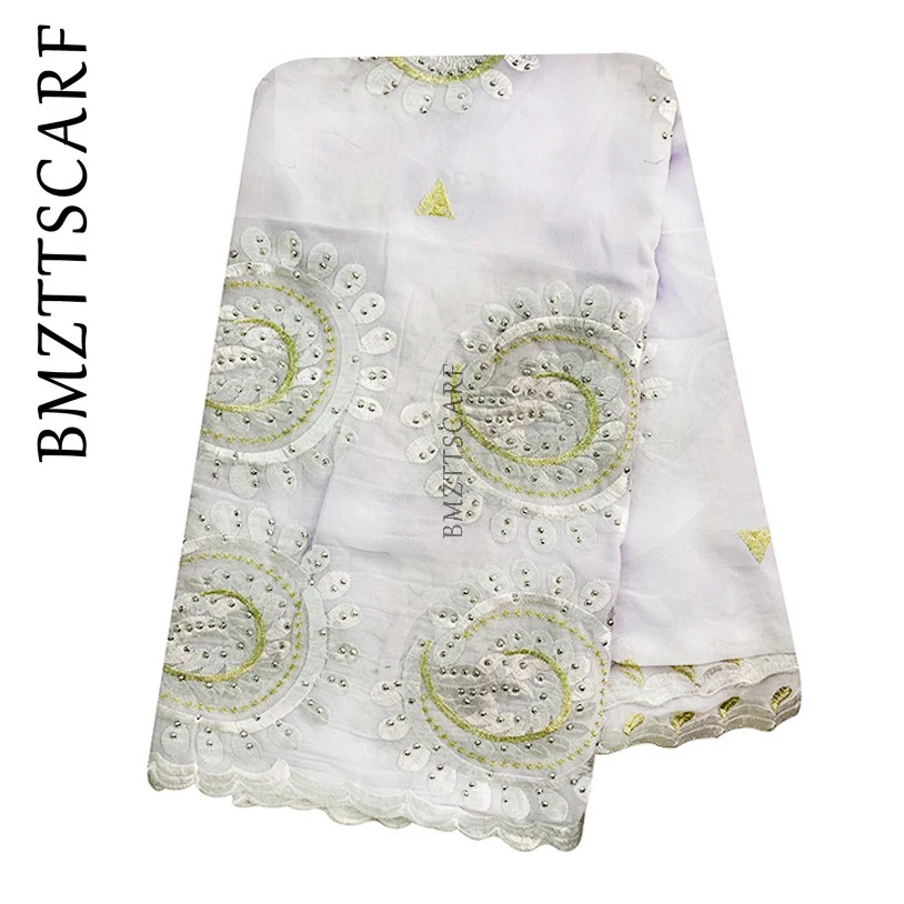 White with gold Африканские женские шарфы большой круглый дизайн большая вышивка хлопок большой шарф для Shaws пашмины BM797 - Цвет: White with gold