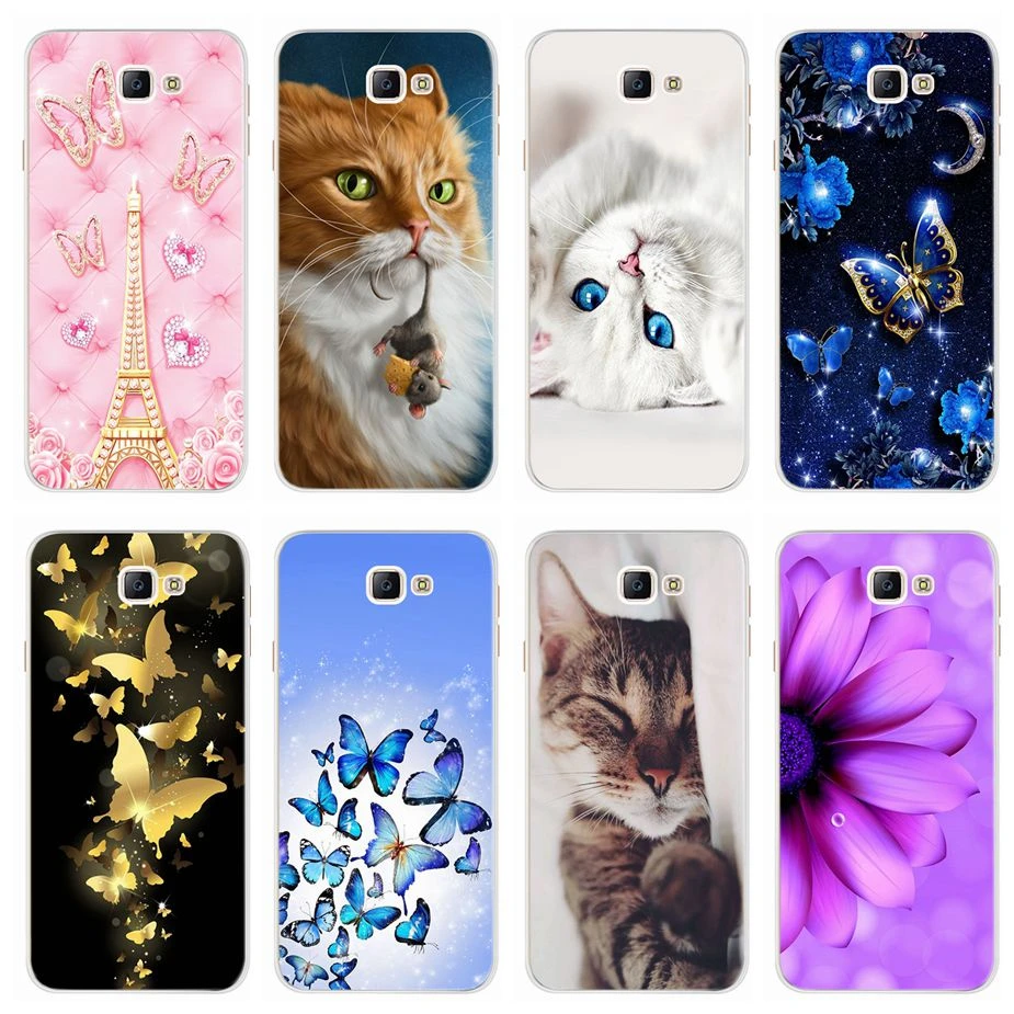 Funda de silicona para Samsung Galaxy J7 Prime, cubierta SM G610F, delgada, bonita, gato, mariposa, para Samsung J7 Pirme J7Prime|Fundas antigolpes para teléfono| - AliExpress