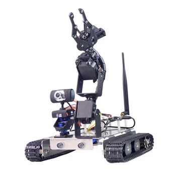 

Programmable Robot DIY Wifi + Bluetooth Stainless Steel Chassis Track Tank Steam Educational Car with Arm for Raspberry Pi 3B+