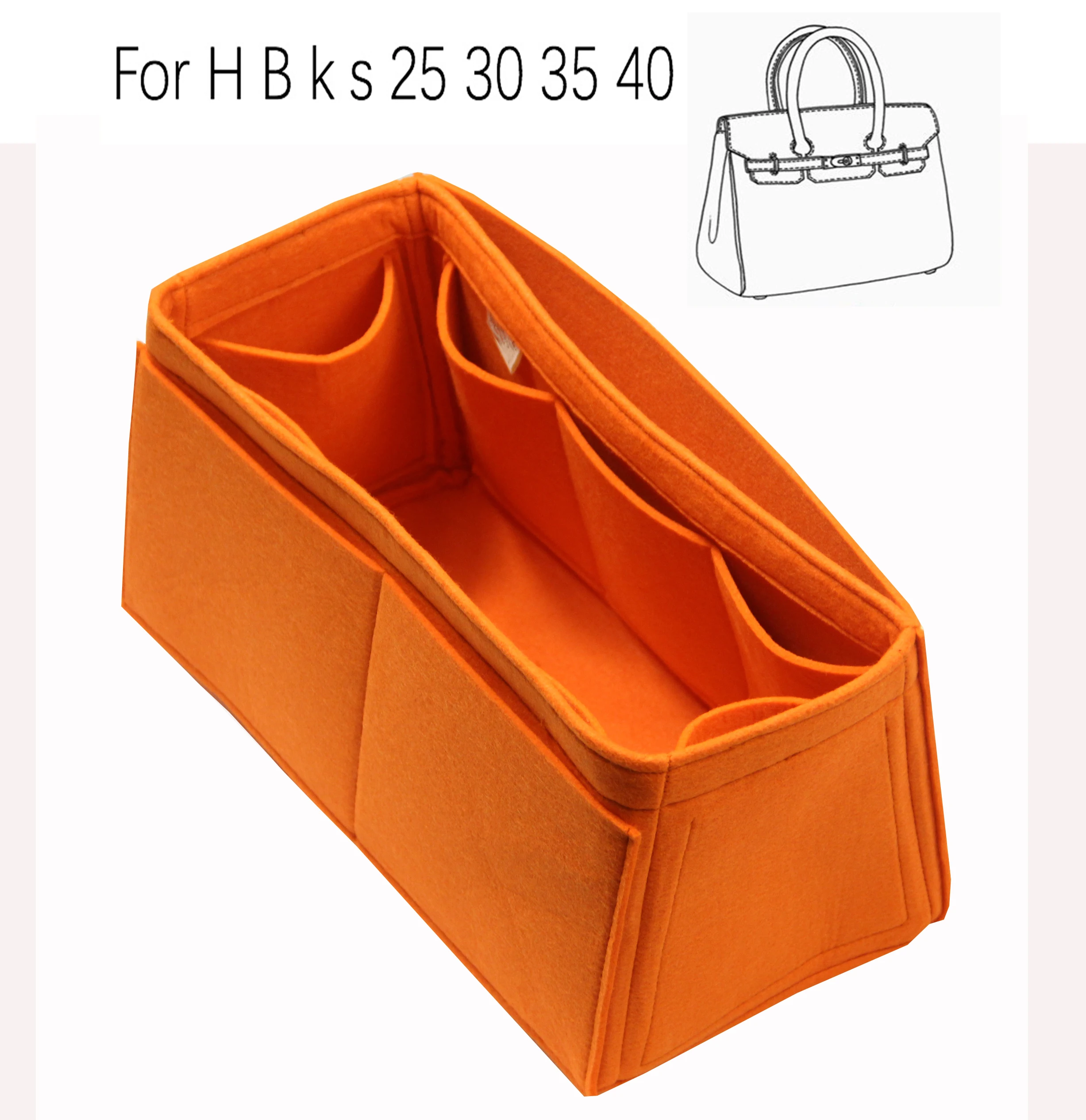 Bolsas de fieltro hechas a mano para H 25, bolsa organizadora de maquillaje 30 k s, 35, 40, 3MM, organizador portátil con forma de base cosmética