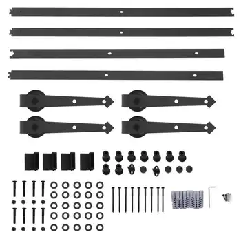 

12FT Double Door Splicing Arrow Type Carbon Steel Barn Door Hanging Rail Sliding Door Rail Hanging Track Pulleys