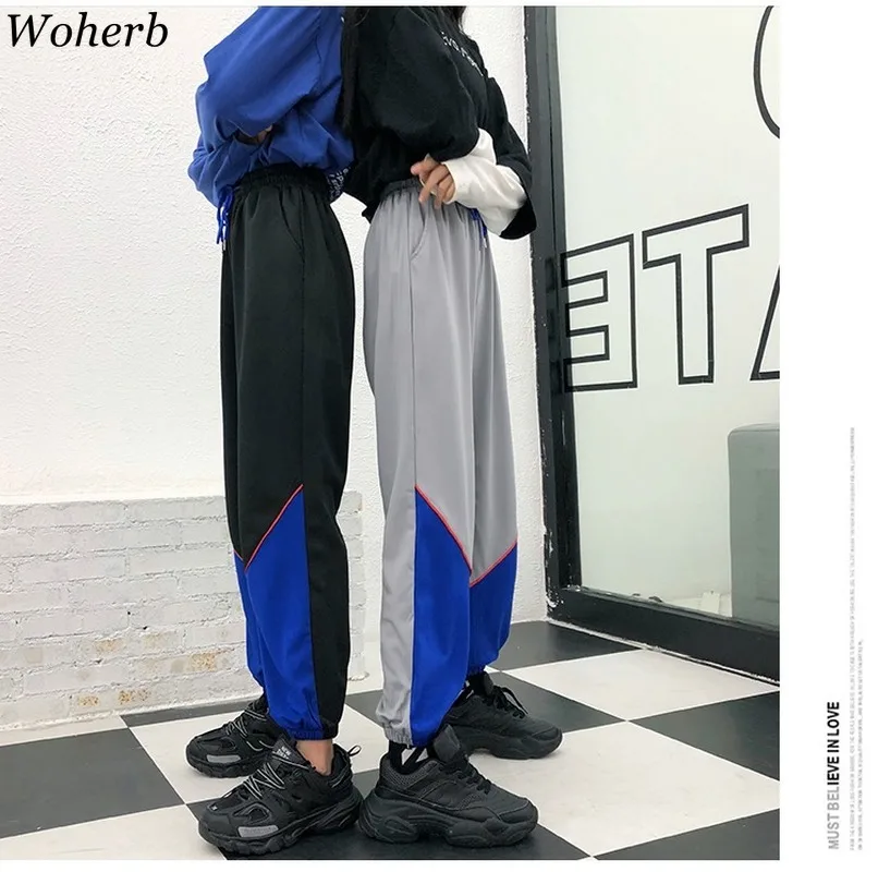 

Woherb Womens Clothing 2020 New Spring Summer Hip Hop Fashion Loose Patchwork Panelled Sweatpants Women Pants High Street 90130
