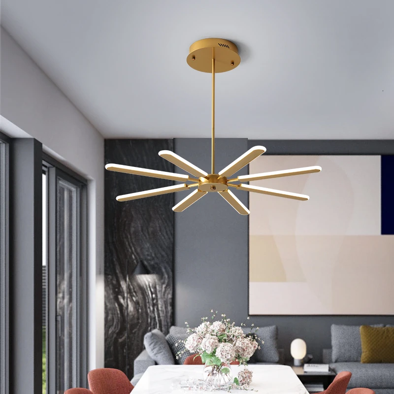 

6 8 10 Heads Gold LED Modern Chandelier Lighting Living Room Bedroom Luminaire AC85-260V Indoor White Fixtures Lustres Luminaria