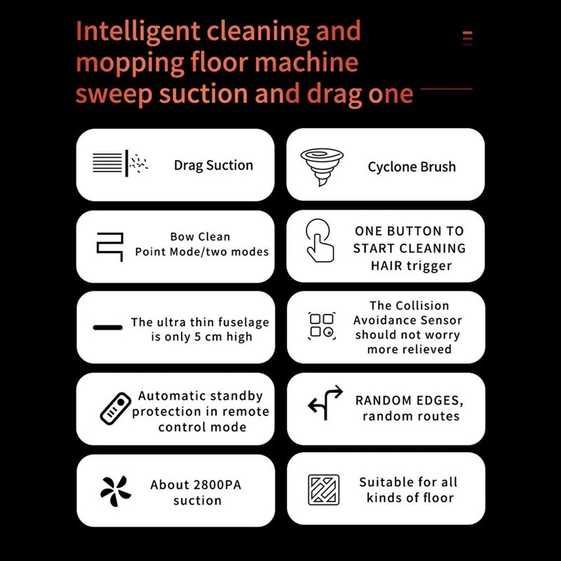 US $45.61 2800Pa Multifunctional Robot Vacuum Cleaner With Water Tank Regular Wet And Dry And Mop Carpet Cleaner