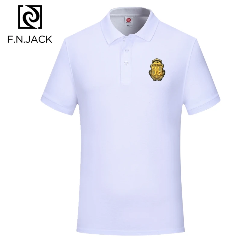 024 F.N.JACK, Мужская классическая рубашка поло, ручная работа, тренд, короткий рукав, топ, модный, патч, дизайн, поло, не скатывается - Цвет: 024