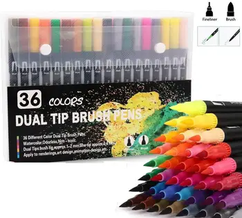 

36 Coloring Pens Dual Brush Pens Felt Tip Pens Art Markers for Adult and Kids Coloring Books Calligraphy Drawing Note Taking