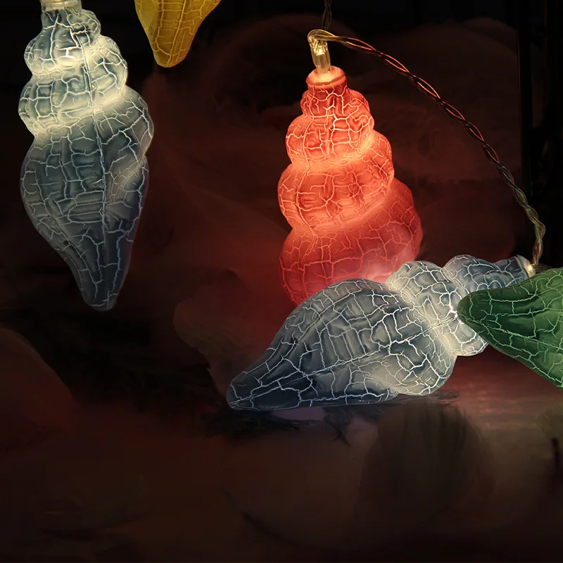 

LED Color Crack Conch Lighting Chain Scallop Seabed Animal String Lights Decorative Lights Battery Light