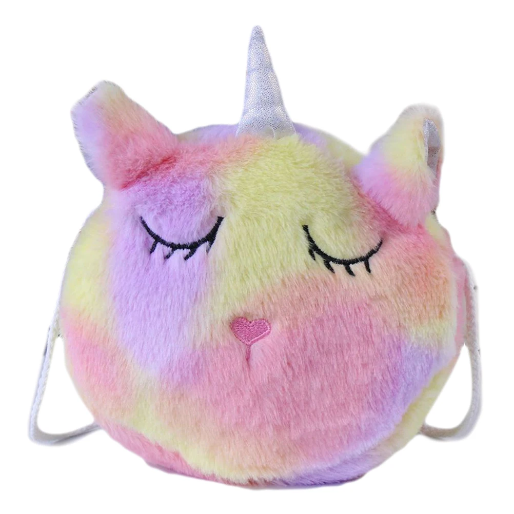 Mini Cartoon Kids Plush Purse Bag Zipper Closure Shoulder Bag Messenger Bag Plush Purse Bag Headphone Pouch For Girl Gifts