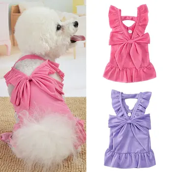 

Pet Sling Dress For Small Medium Dog Cat Puppy Spring Summer Bowknot Princess Dress Pet Clothes Cute Rose Red Purple Dog Clothes