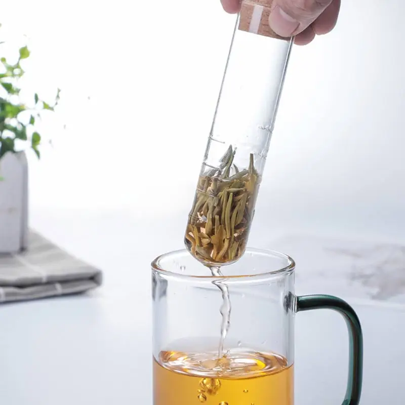 Creative Pipe Glass Tea Infuser Transparent Tea Strainer For Mug Fancy Filter Mini Empty Bottle