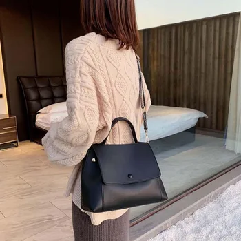 

Fashion Simply PU Leather Crossbody Bags For Women 2020 Solid Color Shoulder Messenger Bag Lady Chain Travel Small Handbags Bags