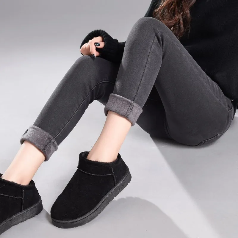 

New Warm Plus Size Winter Jeans for Women Female High Waist Skinny Thick Casual Trousers Stretch Velvet Denim Pants Streetwear