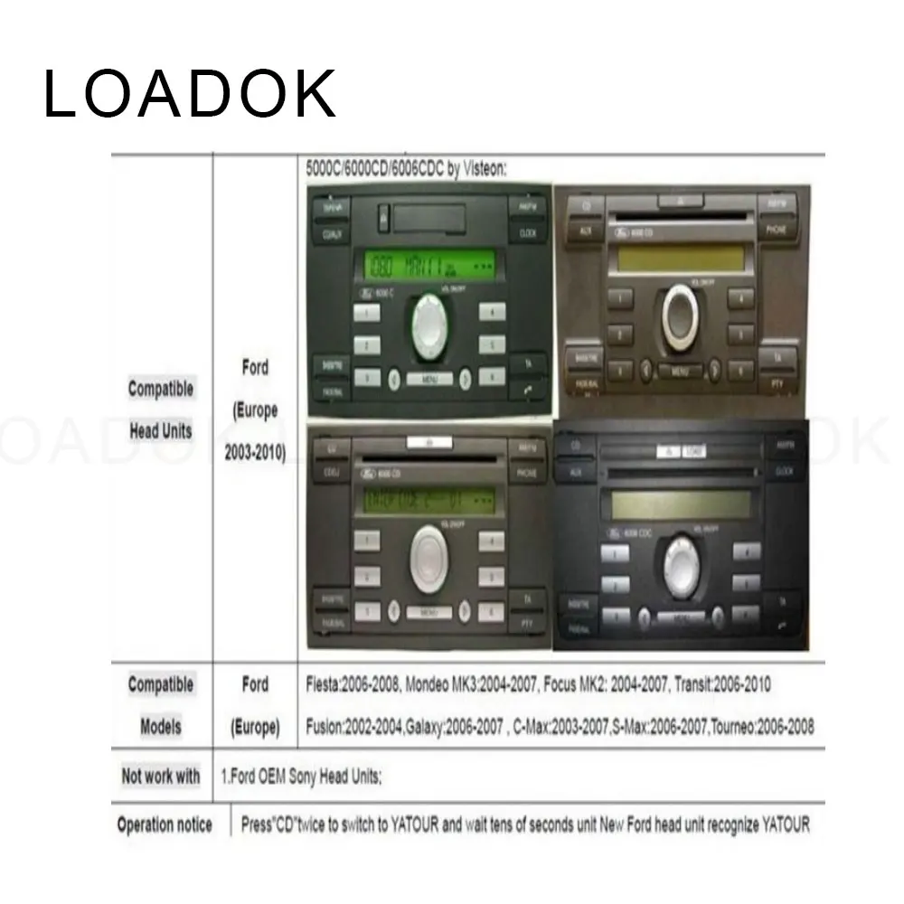 LOADOK-Car-Audio-Device-6000-CD-Aux-in-Cable-AUX-Adapter-for-ford-focus-Mondeo-6000CD-3.5MM-4