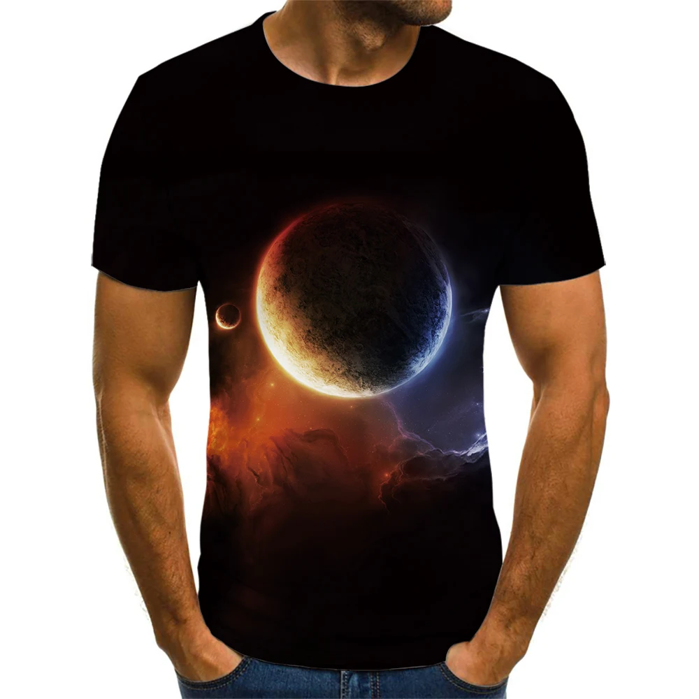 2021 Summer New Space Galaxy Star 3D Printing Fashion Men&amp#39s And Women&amp#39s Sky Modern Street Wear HaraJuku T-Shirt | Мужская