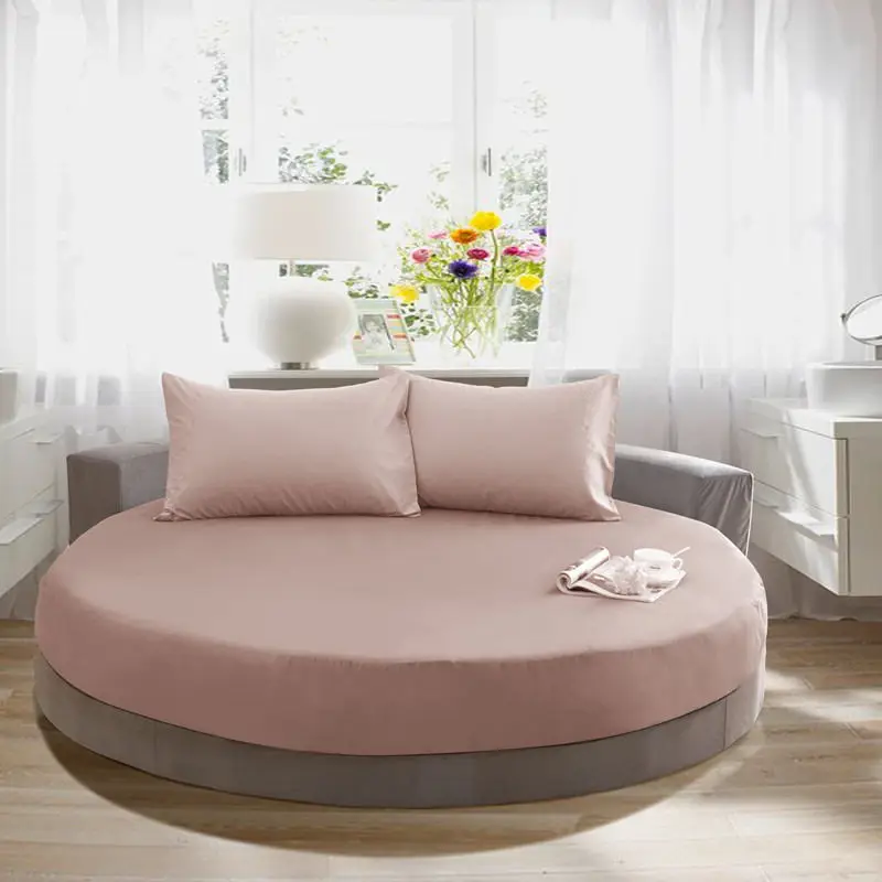 

1/3pcs Solid Color 100% Cotton Round Fitted Sheet Round Bed Sheet Protection Cover Bedding Round Mattress Topper 200/ 220cm
