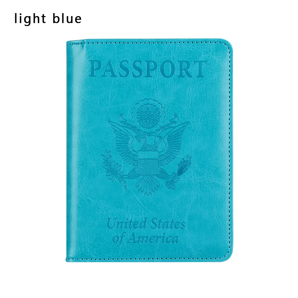 light blue 1 шт. для мужчин и женщин RFID магнитно Обложка на паспорт для поездок Паспорт ID-Карты Чехол США Путешествия men мужчины t Обложка SIM паспорта Держатели - Цвет: light blue