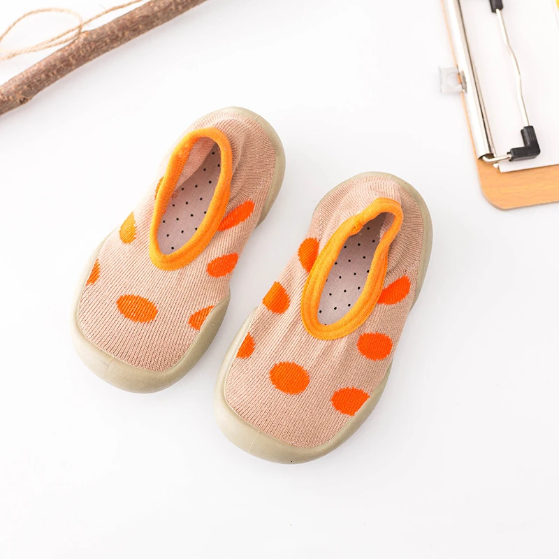 CNFSNJ summer autumn fashion children's indoor socks shoes boys and girls fashion super soft indoor shoes knitted shoes - Цвет: Оранжевый