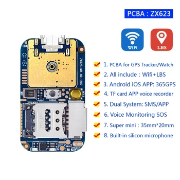 

ZX623W GPS Tracker GSM Wifi LBS Locator PCBA SOS Web APP Tracking Voice Recorder H4GC