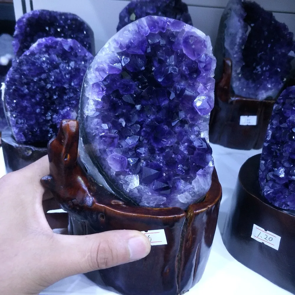 1,4 кг естественного фиолетового цвета с украшением в виде кристаллов кластера натуральный Уругвайский аметист Пещера украшения+ основание