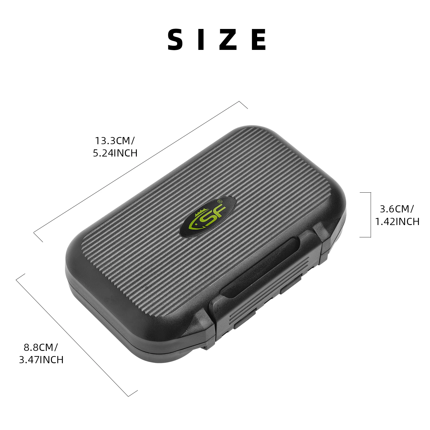 SF Fly Fishing Box Black Waterproof Fly Fishing Box Trout Flies Fly Box Storage Case 13.3*8.8*3.6cm