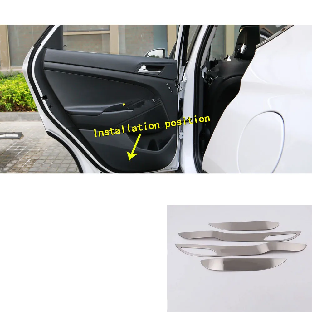 

Car Handrail Armrest Door Window Glass Switch Panel Trim Stick Frame Kick Pad Molding 4pcs For Hyundai Tucson 2019 2020