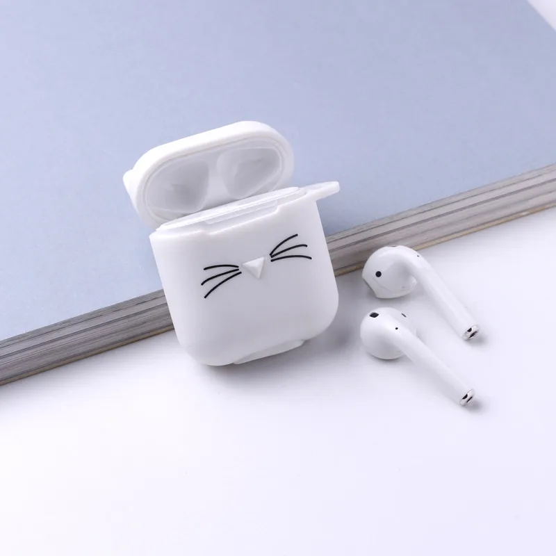 Модные милые сердцу чехол для пар для Airpods Чехол Жесткий PC Беспроводной Bluetooth наушники чехол Крышка Аксессуары для наушников - Цвет: White