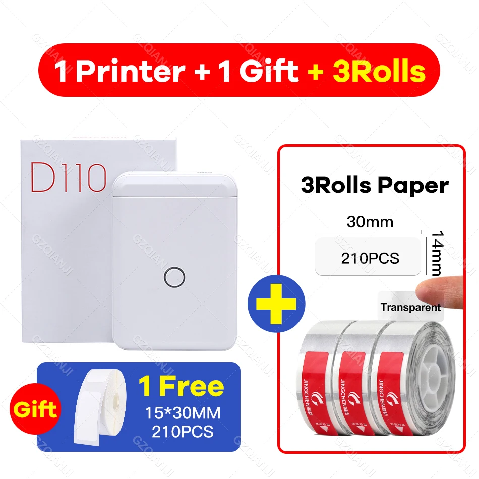 mini thermal printer Niimbot D110 Label Printer Mini Sticker Paper Roll Transparents Wireless Bluetooth Phone Printer Label Price Tag Printing Label small portable printers for travel Printers