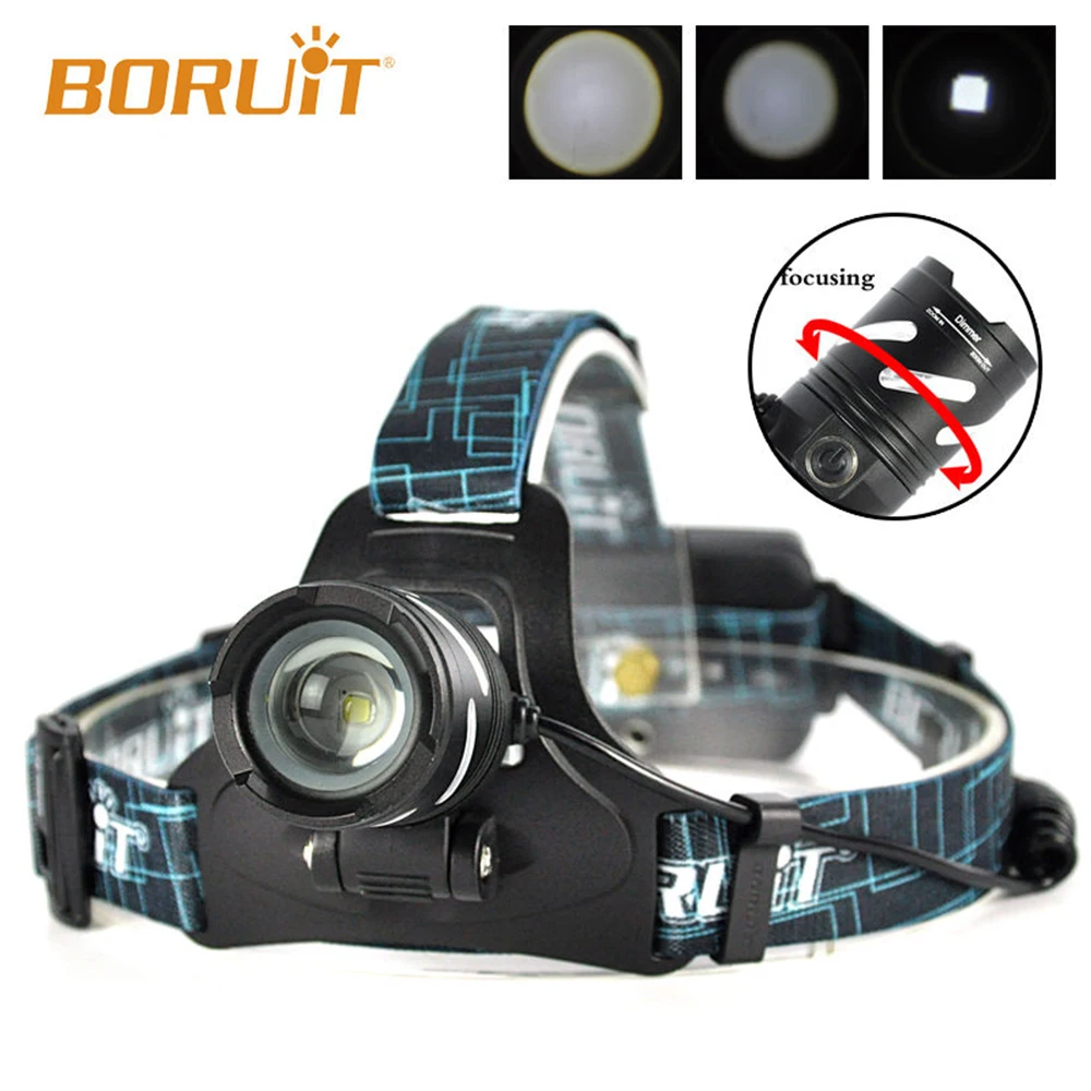Налобный фонарь BORUiT B9 светодиодный с зумом AAA/18650 водонепроницаемый|red headlamp|head